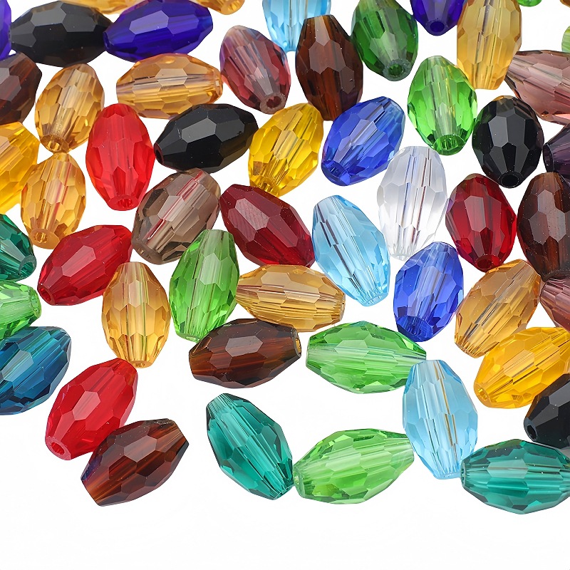 Oval Glass Rice Beads 3-10mm Crystal Faceted Olive Beads Handmade Bead Curtain DIY Beaded Jewelry Accessories Wholesale
