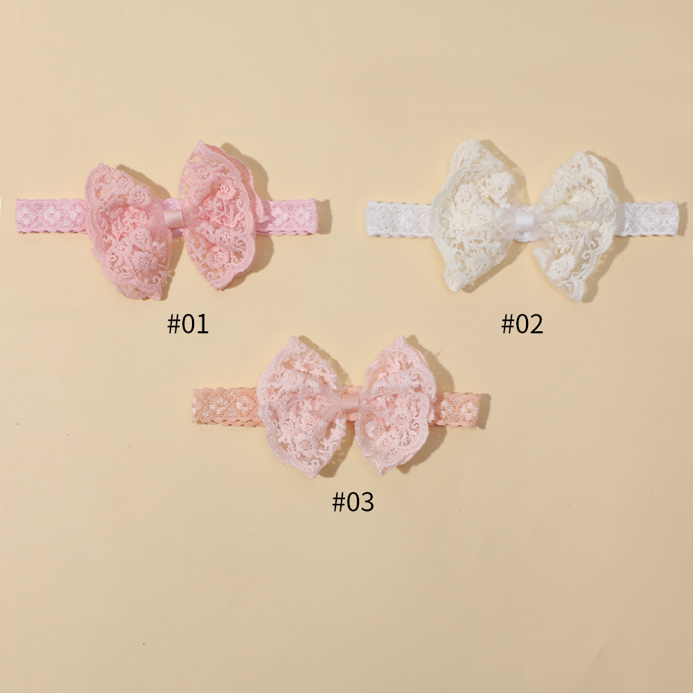 Nuovi accessori per capelli per bambini Europa e Stati Uniti vendita calda fascia per capelli con fiocco in pizzo per bambini fascia elastica per bambini all'ingrosso_voghion.com