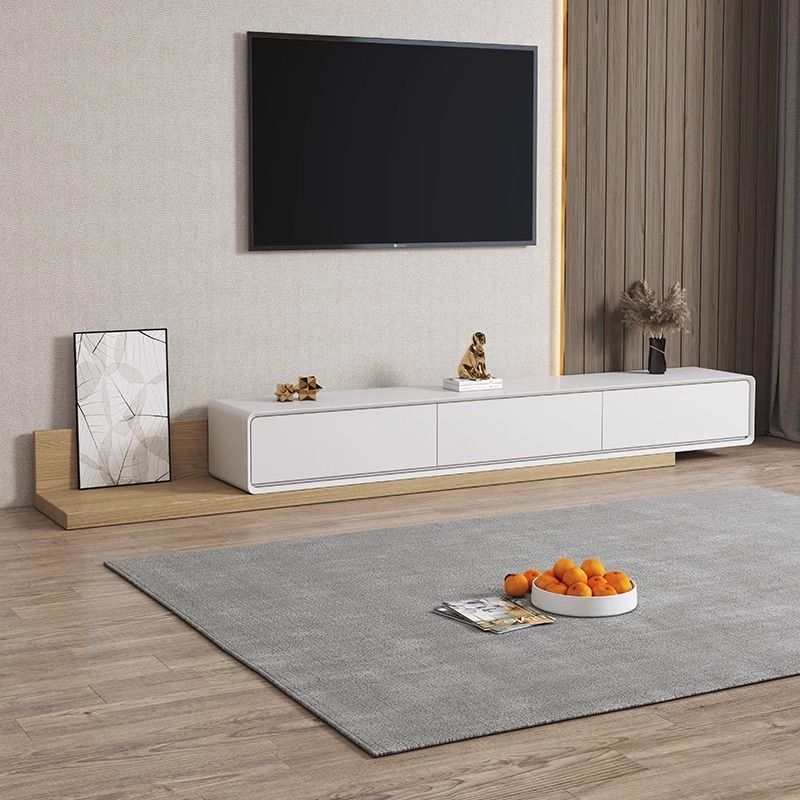 Mueble de TV de madera maciza minimalista, retráctil, sala de estar, hogar, tablero de roca minimalista moderno, gabinete de TV de pintura de lujo ligero