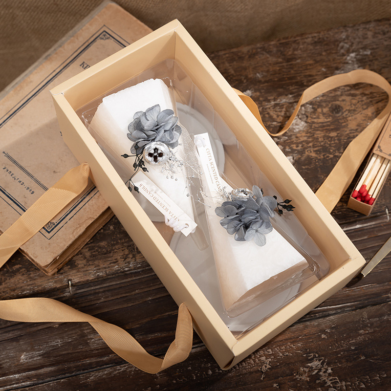 Decoración de Navidad para el hogar velas Decoración de escritorio de Navidad se puede encender velas aromáticas inodoras flor seca Candlestick