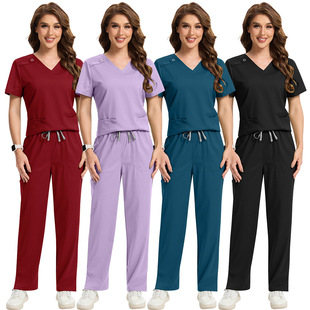 Elastic Quick-drying New high quality Hand-washing Clothing Oral Dental Clinic Front Desk Work Clothes Solid Color Medical Uniform
