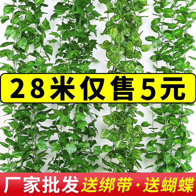 仿真藤条绿萝叶装饰假树叶绿藤藤蔓塑料花藤水管道遮挡空调绿叶花