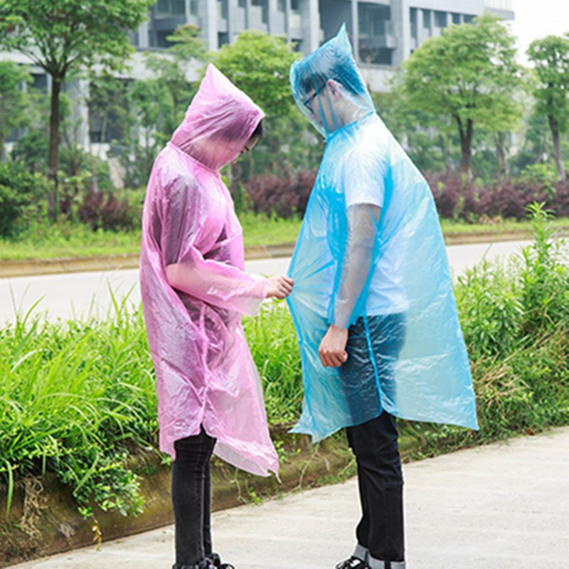Transparent Disposable Raincoat Thickened Outdoor Raincoat Mountaineering Hiking Poncho Men and Women Children Hooded Cardigan Raincoat