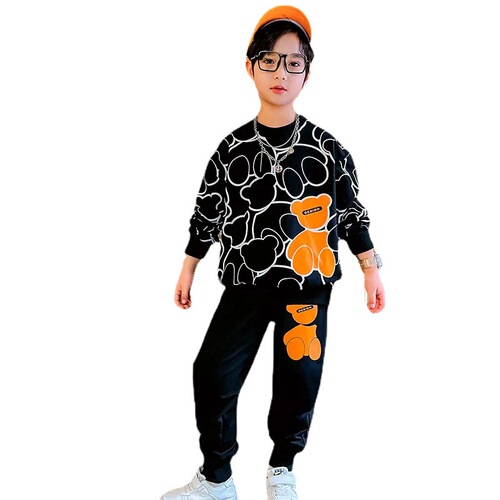 Autumn children's clothing, boys' suits, spring and autumn, medium and large children's long-sleeved sweatshirts, casual pants, sportswear two-piece sets, trendy