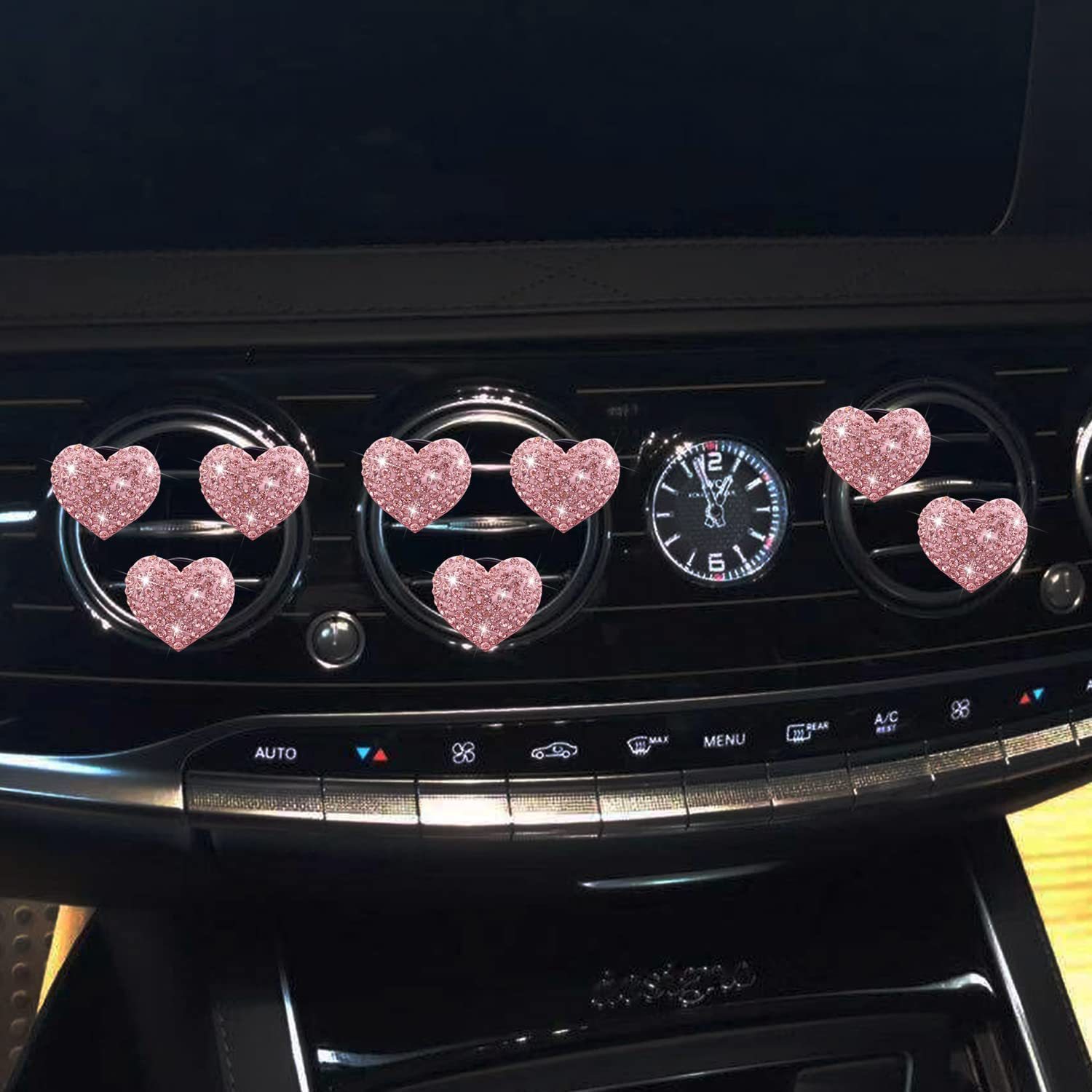 Transfronterizos diamantes amor aire acondicionado salida de aire perfume para automóviles perfume para eliminar el olor peculiar corazón de melocotón lleno de diamantes suministros de automóviles mujeres