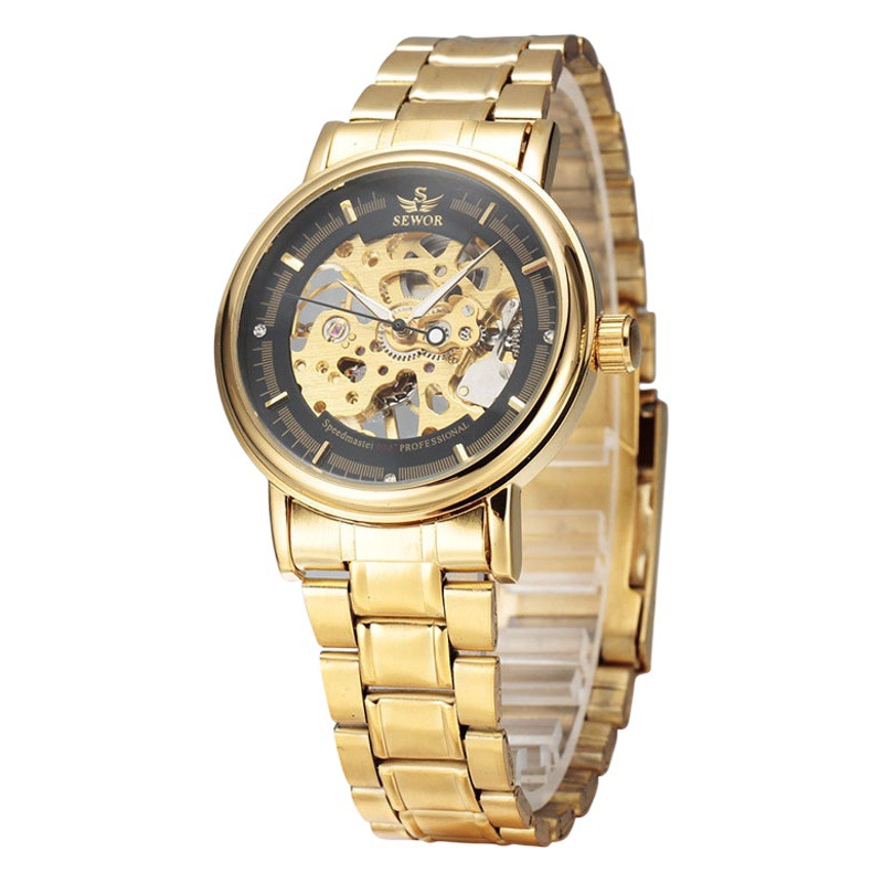 SEWOR nuevo reloj mecánico casual para hombres cinturón de acero hueco transparente reloj transfronterizo e-commerce entrega en vivo 025