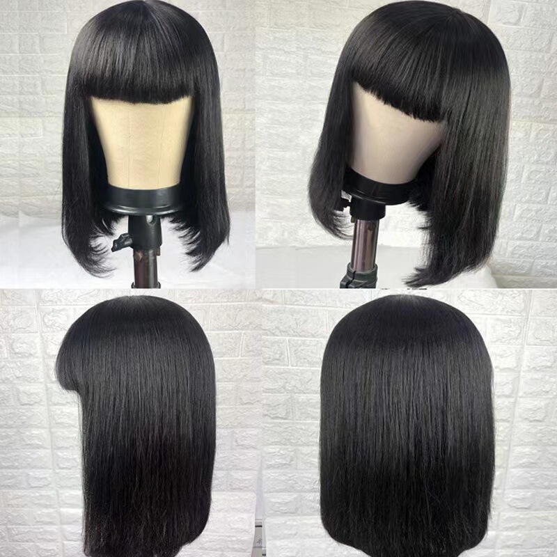 Amazon Cross-Border New Wig, Cute Bob Short Straight Hair with Bangs, Fashionable, Natural and Breathable Manufacturer