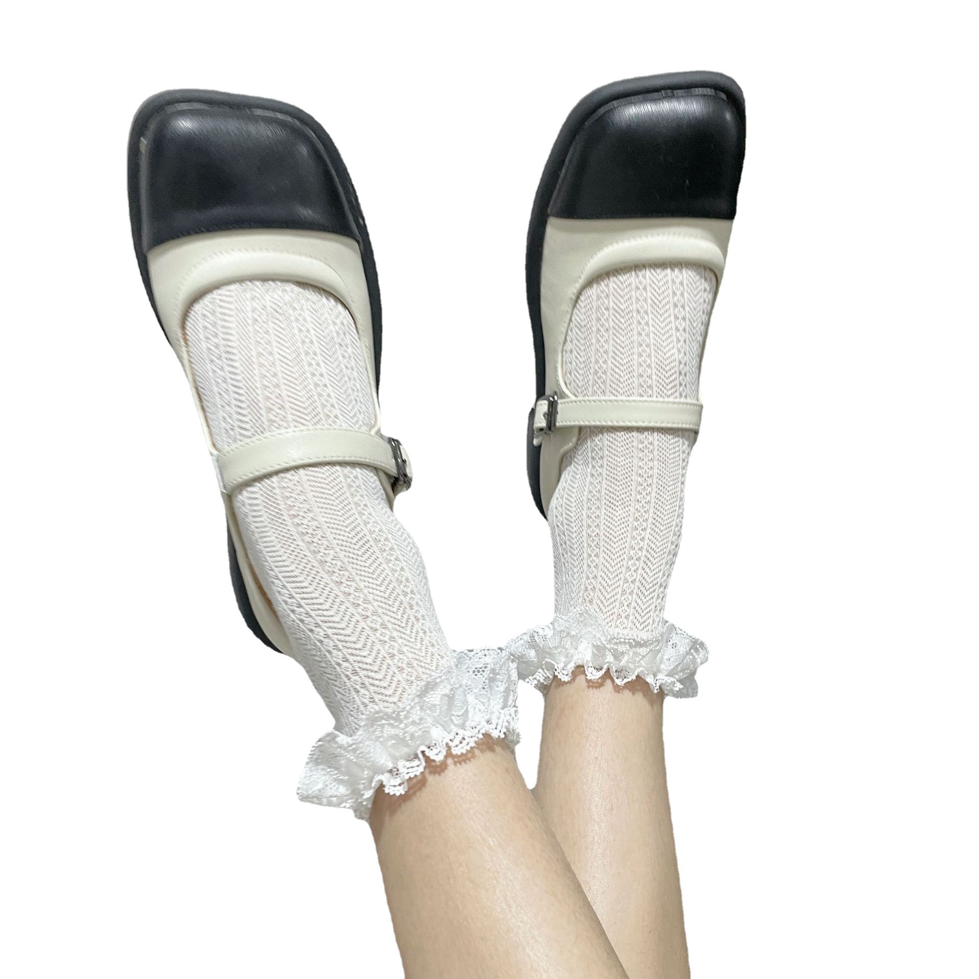 Summer new arrival hollow wavy lace small lace white cotton socks…