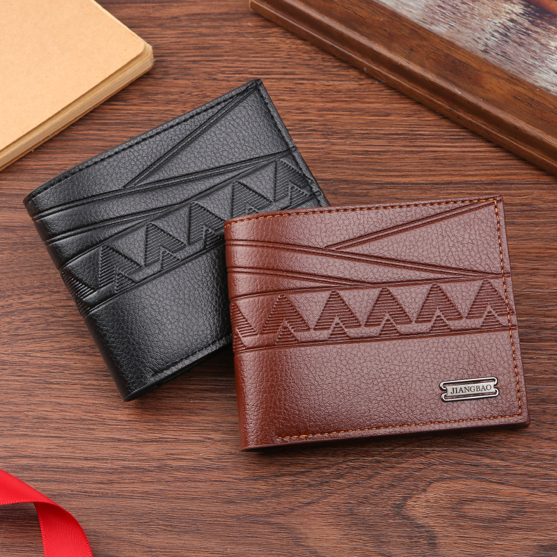 New cross-border wallet men's short wallet youth fashion embossed horizontal soft wallet large capacity multi-card wallet