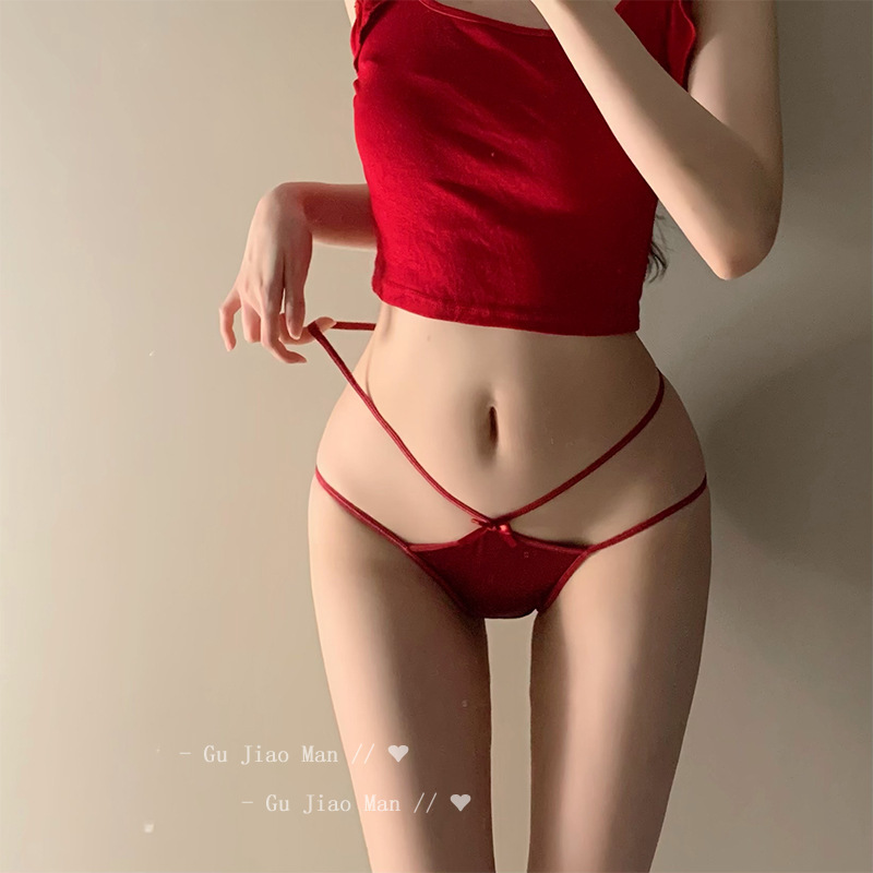 Ancora Red * French Pure Desire Satin Lace Women's Underwear Pure Cotton Crotch Sexy Hollow Low Waist Women's Briefs Ancora Red * French Pure Desire Satin Lace Women's Underwear Pure Cotton Crotch Sexy Hollow Low Waist Women's Briefs