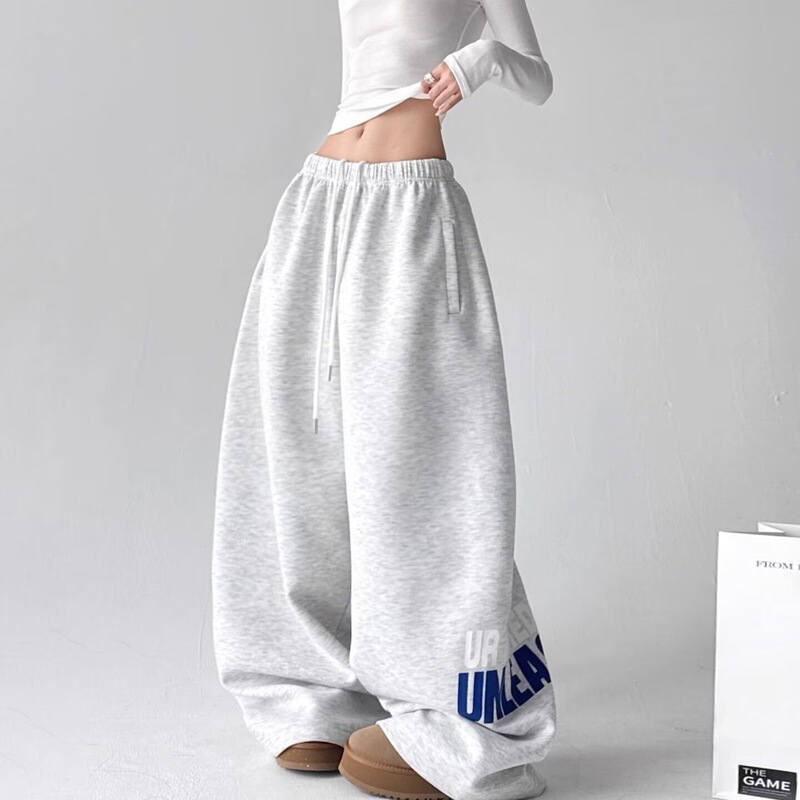 High Street Hip-Hop Letter Print Street Dance Sweatpants for Women, Spring Jazz Slimming Leg-Shaping Jazz Dance Pants