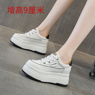 2025 Spring Women's Shoes New Style Small Thick Bottom Wedge Platform Heeled Women's Shoes Inner Heeled Casual Shoes Women's Trendy