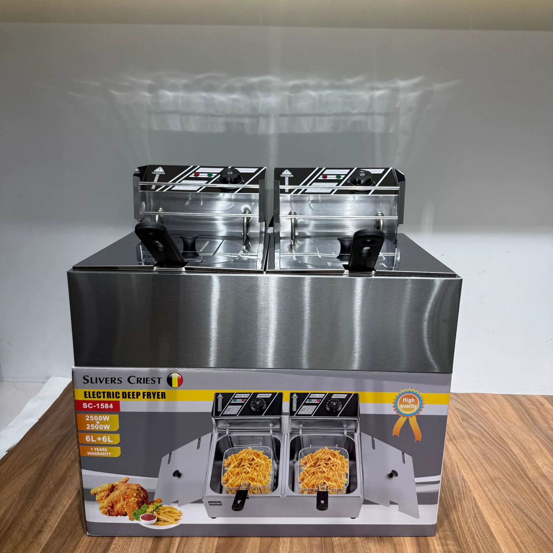6L+6L Двойная фритюрница большой емкости с механической ручкой, многофункциональная машина для картофеля фри, Yiwu Spot