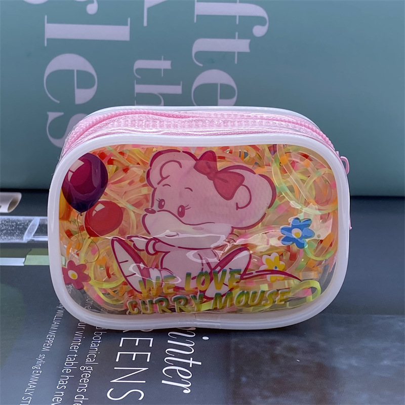 Bolsa de estilo coreano embalaje banda de goma desechable color Banda de goma para niños fuerte tirón constantemente banda de pelo negro cuerda de pelo al por mayor