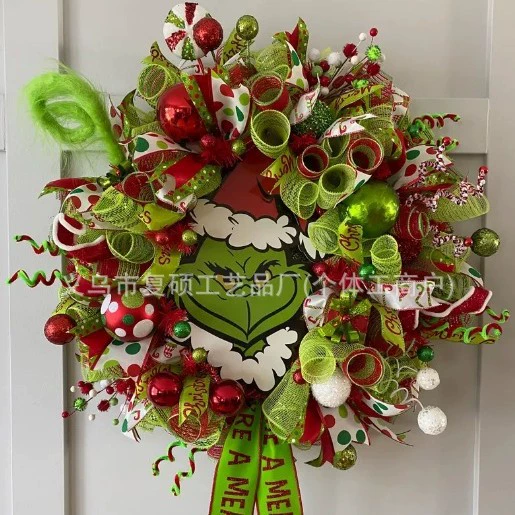 Трансграничный новый продукт Рождественский венок Grinch Рождественский венок Grinch Рождественские украшения