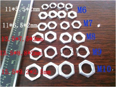 M6M7M8M9M10*0.75六角罗母华司五金配件垫片螺丝电位器螺母配件