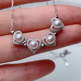 Four-leaf clover necklace female freshwater pearl zircon pendant sterling silver sweater chain versatile high-end jewelry wholesale
