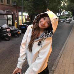 美式复古小恶魔豹纹连帽卫衣外套女秋季辣妹慵懒宽松运动上衣开衫