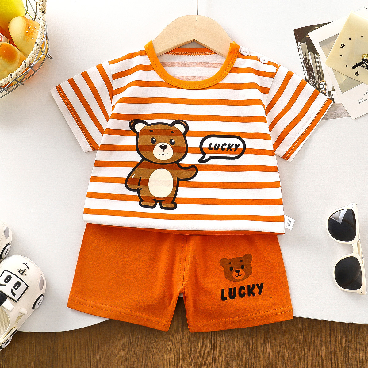 Traje de manga corta para niños, verano de algodón puro, nuevo estilo, pantalones cortos para niños coreanos, ropa fina para niños, verano para niñas