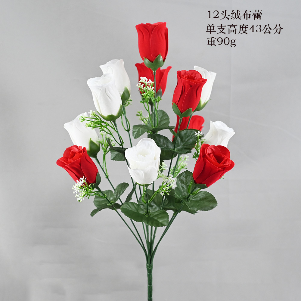 Fabricantes de artesanías de pantalla al por mayor de flores de rosa simuladas personalizadas flores de rosa de tela de terciopelo flores de boda simuladas flores