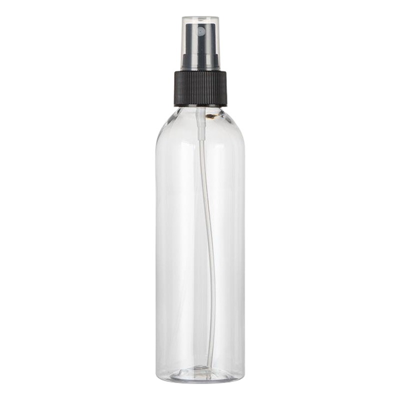 120ml150ml200ml botella redonda transparente del hombro con la cabeza de espray de la costilla empaquetado cosmético sub-empaquetado botella vacía del animal doméstico
