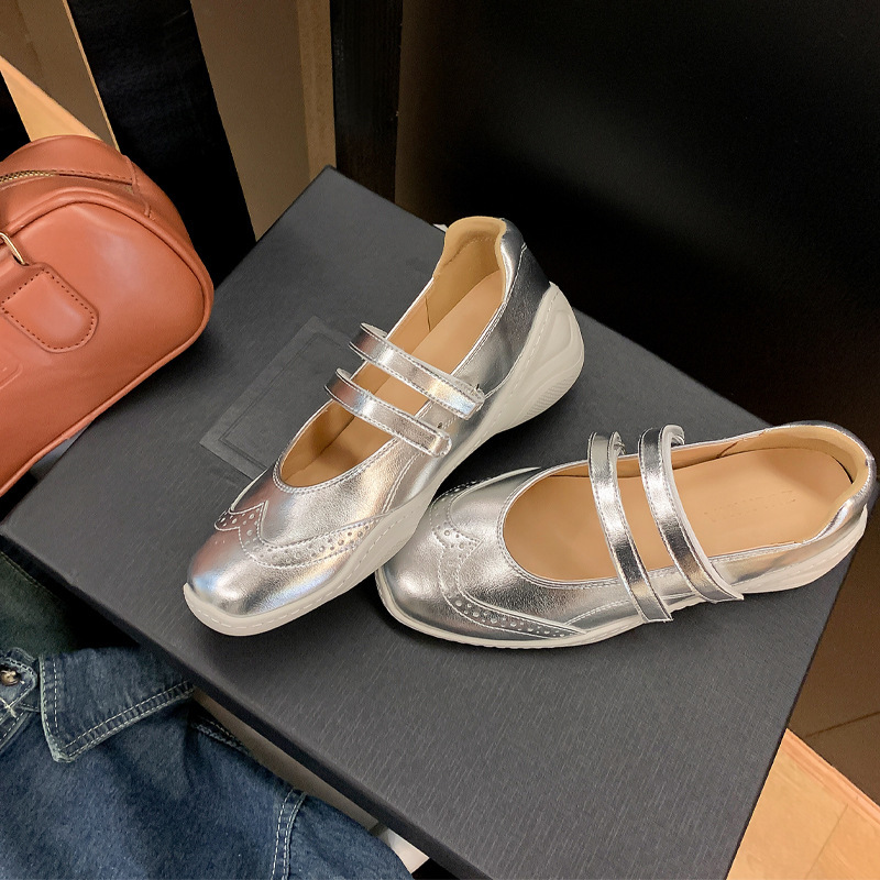Small 6cm Inner Height Increasing Genuine Leather Mary Jane Versatile Flats for Women Spring and Summer New Casual Fashion Ballet Shoes
