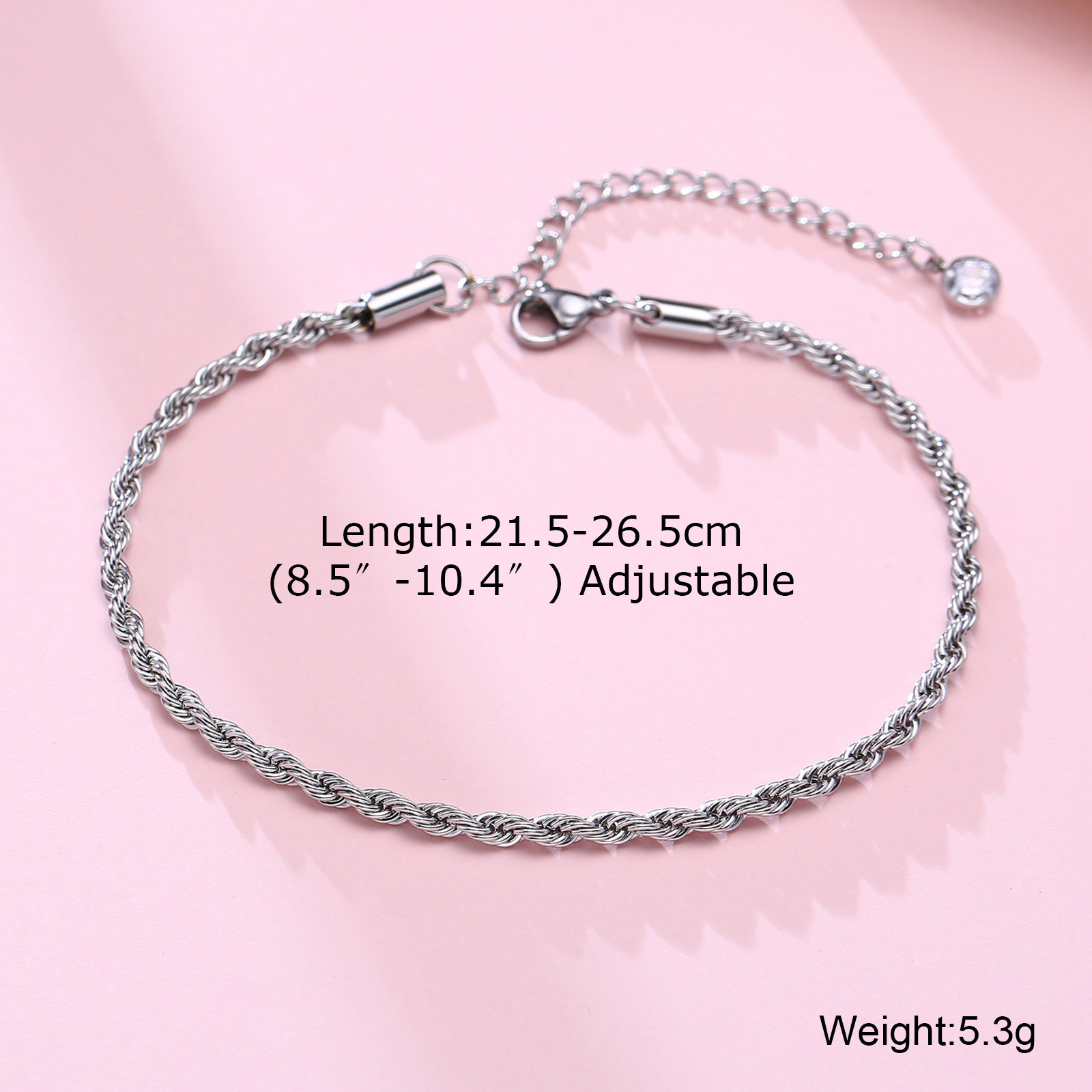 10g Weight Vacuum Plating Gold Plating Process Wholesale Jewelry Simple Style Twist 201 Stainless Steel Gold Plated Anklet
