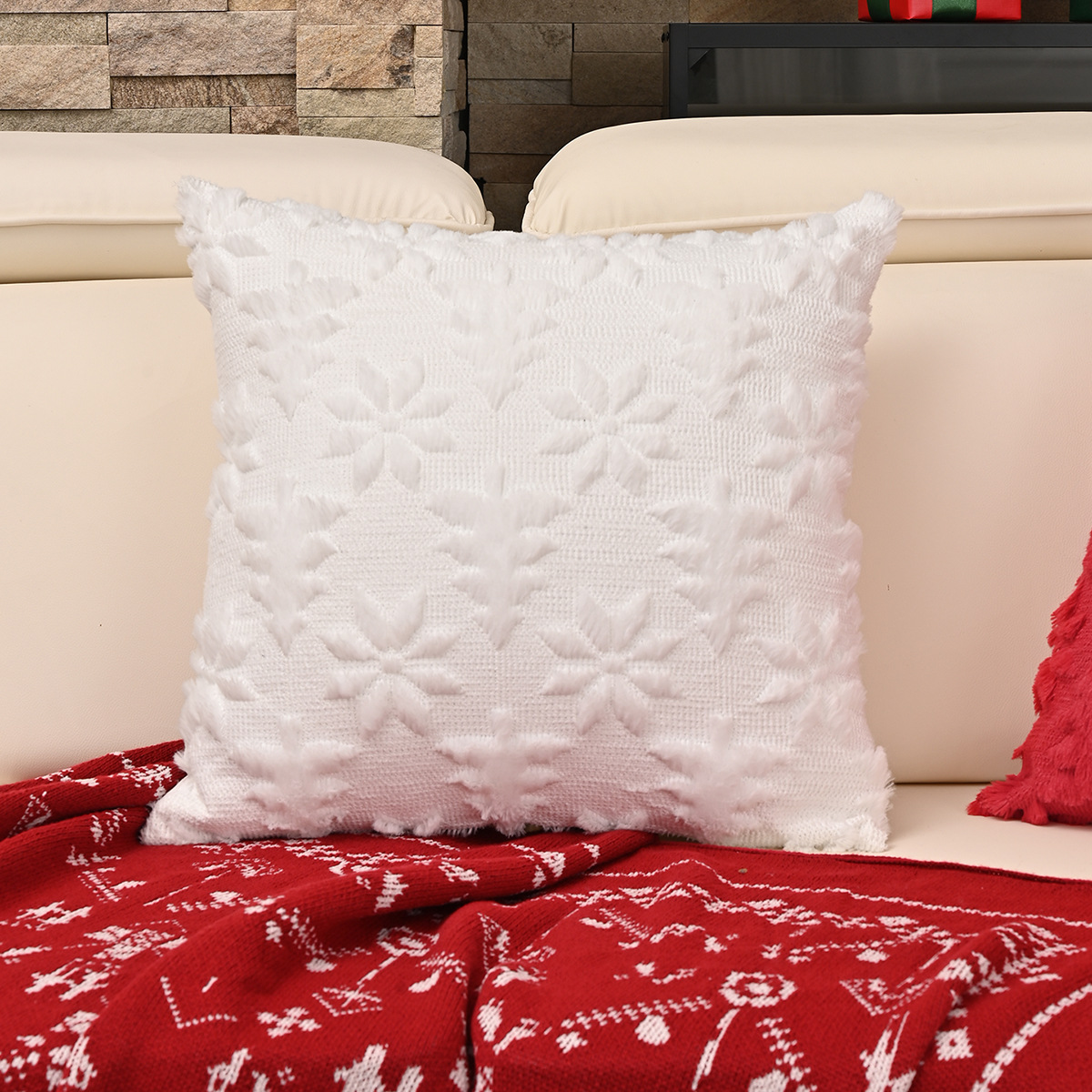 2025 transfronterizos nuevos fundas de almohada de Navidad Europa y América decoración de Navidad fundas de almohada de peluche TEMU en stock