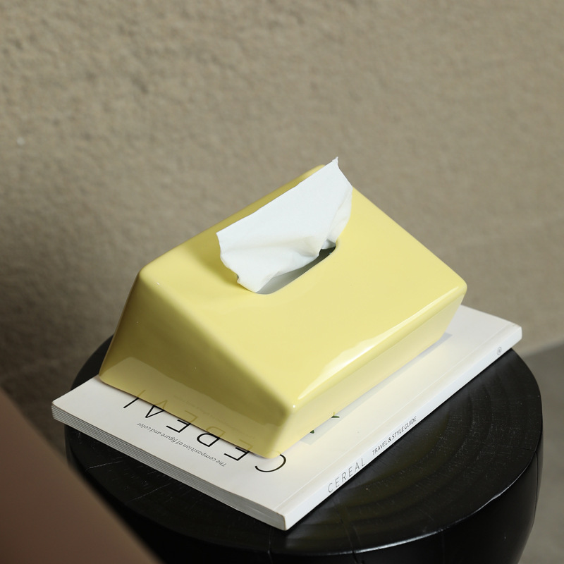 Moderno y simple caja de pañuelos de cerámica geométrica decoración sala de estar mesa de centro porche decoración mesa servilleta caja de dibujo