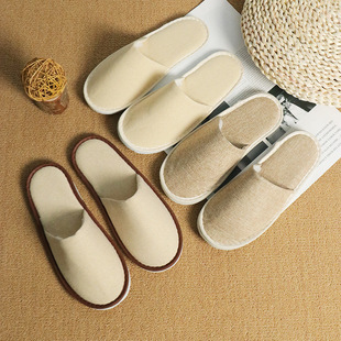 Disposable Slippers Hotel B&b Hotel Special Cotton and Linen Thickeneded Non-slip Hotel Slippers Manufacturer Wholesale Printed Logo