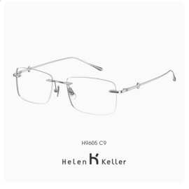 海伦KL无框近视眼镜男商务方框修颜舒适纯钛可配度数眼镜H9605