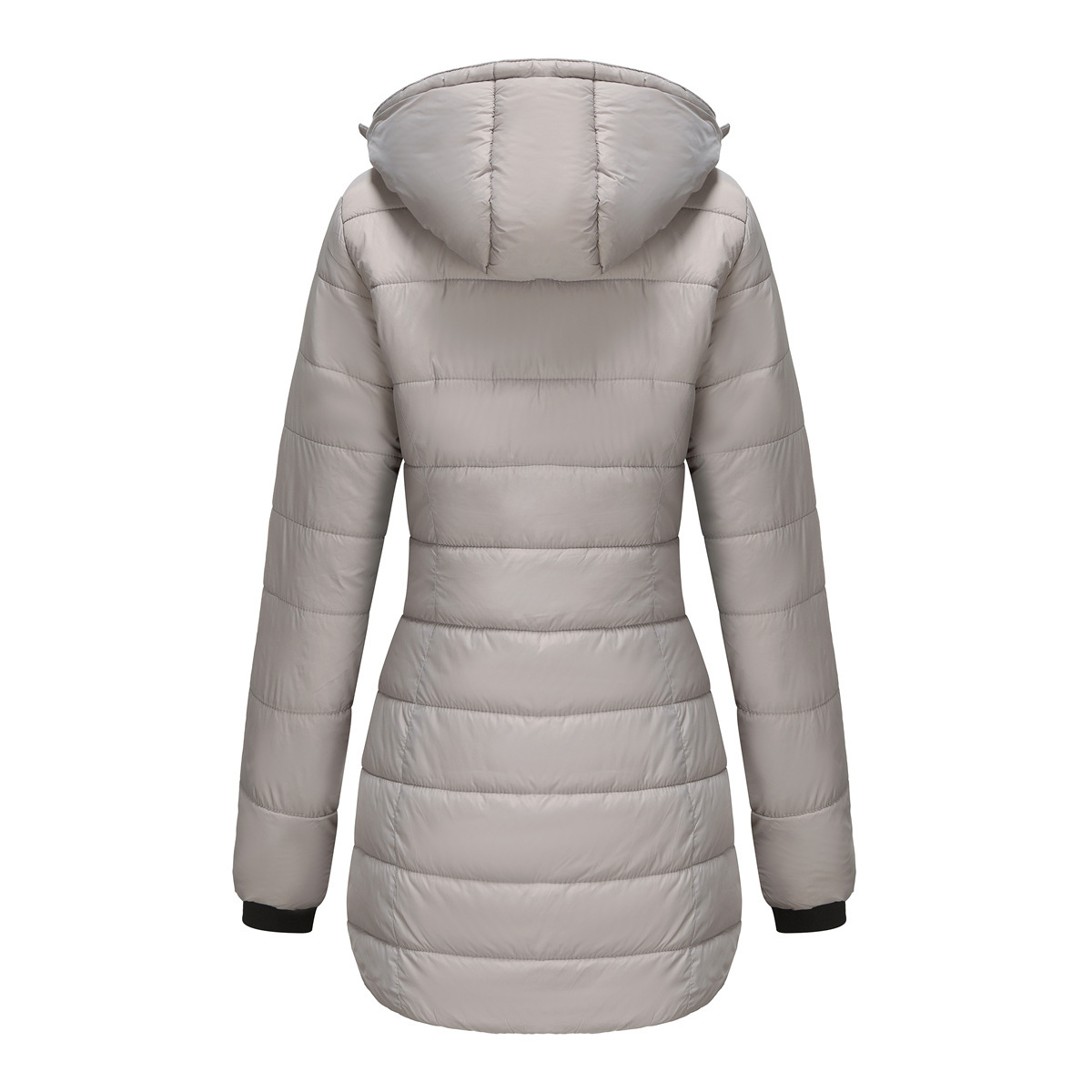 Abrigo de invierno para mujer con capucha extraíble parka impermeable_voghion.com