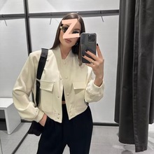 2025爆款欧美轰炸机短款外套女气质百搭飞行员夹克女显瘦棒球服女