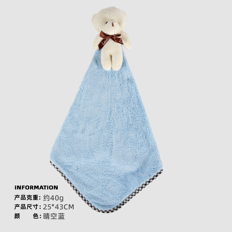 Oso creativo toalla de mano cocina engrosada absorbente colgando toalla de mano Toalla de terciopelo de coral toalla de mano al por mayor