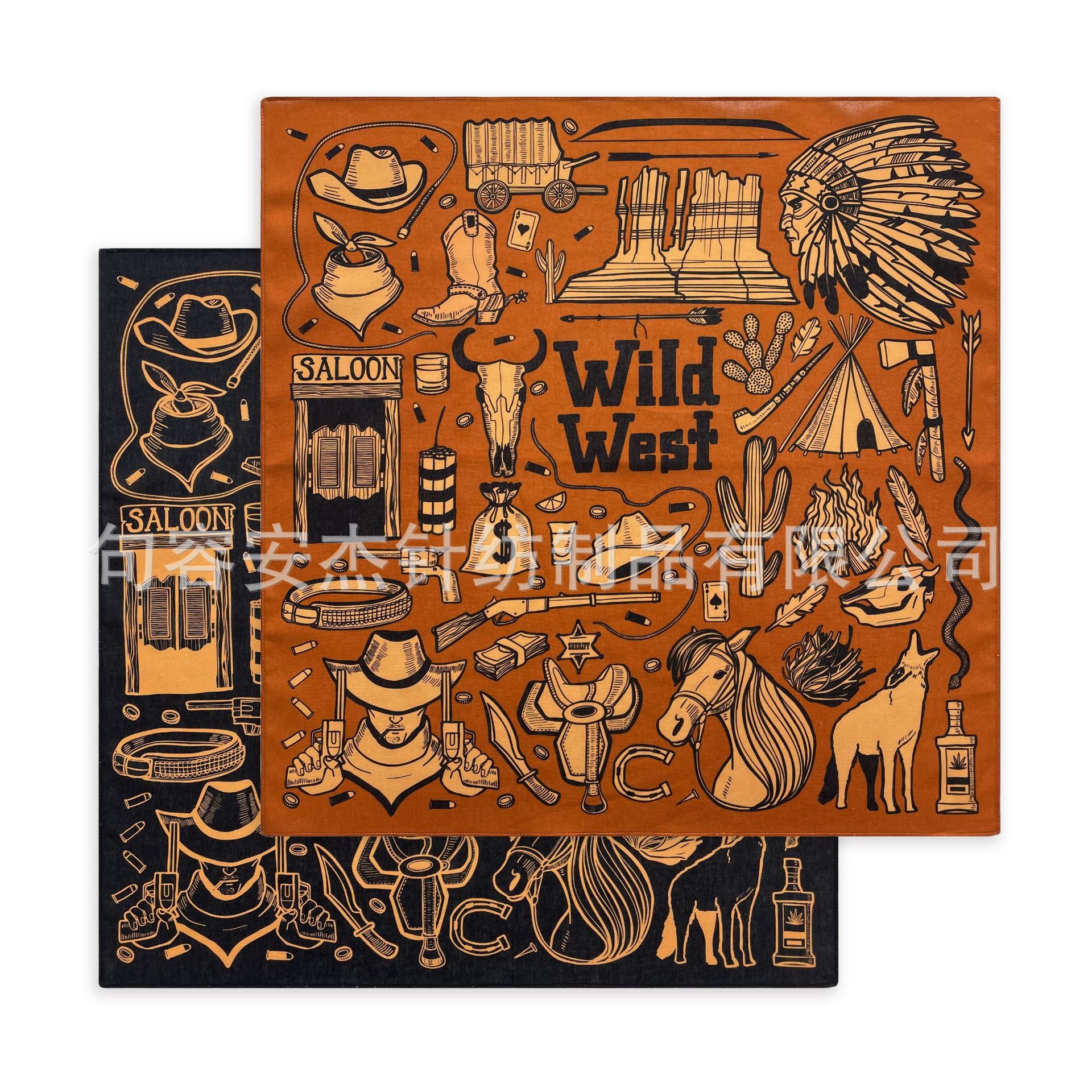 in stock Cotton 55x 55CM bandana Hip-Hop Hip-Hop Sport Turban American Style Retro Printed Cotton Square Scarf