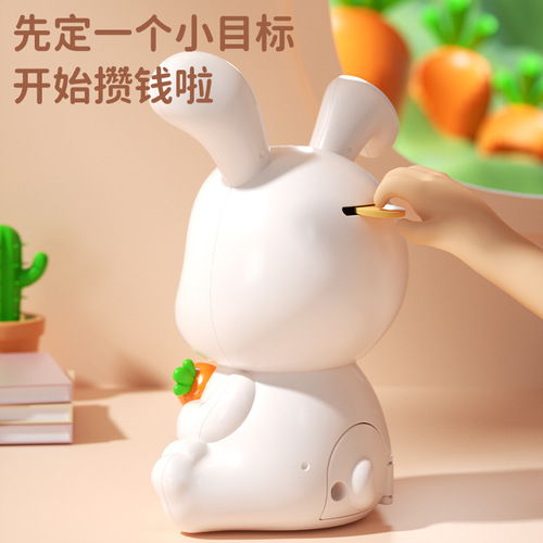 Little Rabbit Piggy Bank Toy Little White Rabbit Piggy Bank Kindergarten Prize Gift Color Box Can be Deposited and Retrieved for Girls