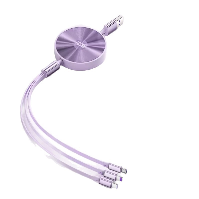 Cable de datos de carga súper rápida de 100W 3 en 1 cable de carga telescópico 1 - 3