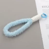 Round buckle plush blue and white lanyard