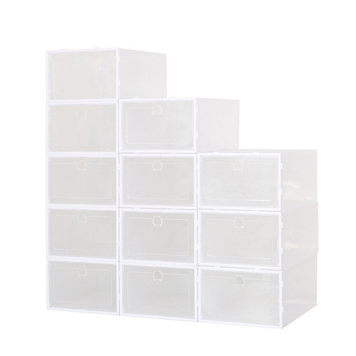 Thickened Storage Box Plastic Household Transparent Storage Box PP Stackable Lid Drawer Style Shoe Rack Wholesale