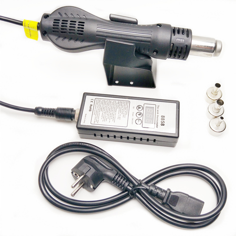 跨境8858数显迷你热风枪 便携式拆焊台手持调温返工站送支架3风嘴