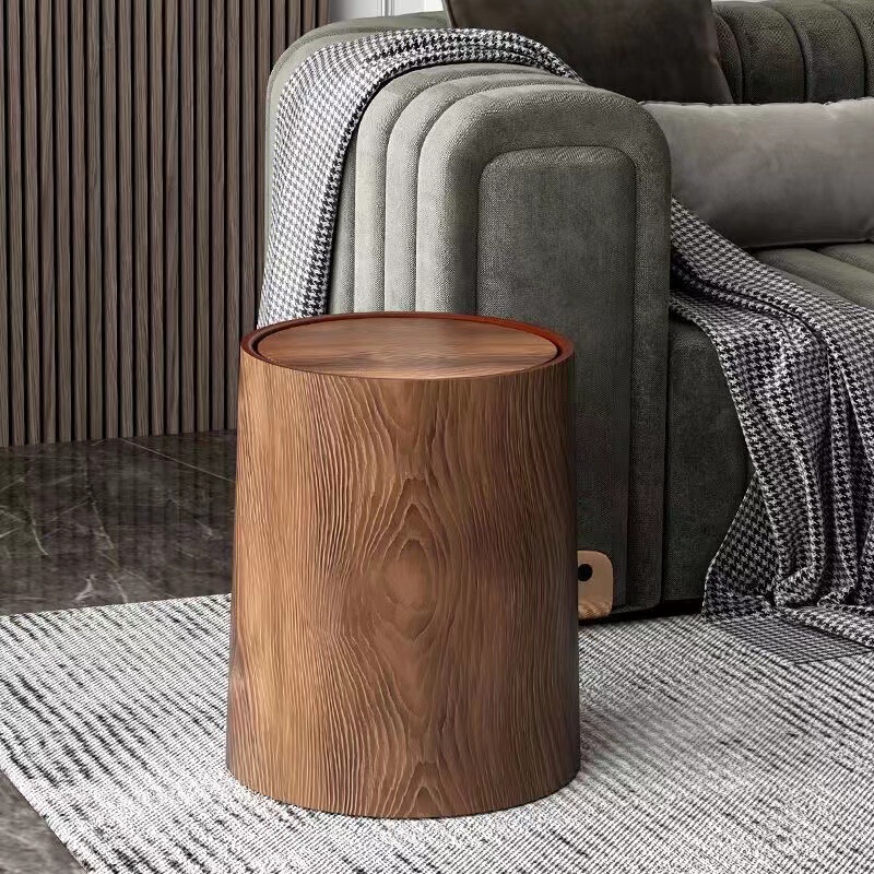 Chinese Vintage Imitation Wood Garbage Bin Household 2023 New Large Capacity Living Room Kitchen Bathroom Hotel Paper