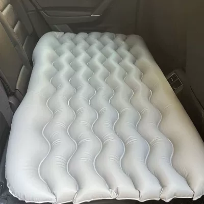 Car Sleeping Car Mattress Rear Exhaust Rear Seat Air Mattress Car Inflatable Bed Car Travel Sleeping Pad (Vehicle-mounted inflatable bed) - default-item-wave-pattern-without-pier-gray-foot-pump