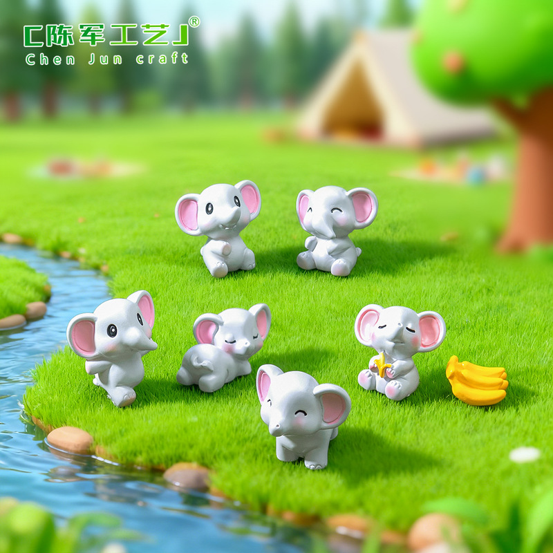 New Small Dods Elephant Micro Landscape Gardening DIY Landscaping Decoration Accessories Cute Small Dods Elephant Desktop Resin Ornaments