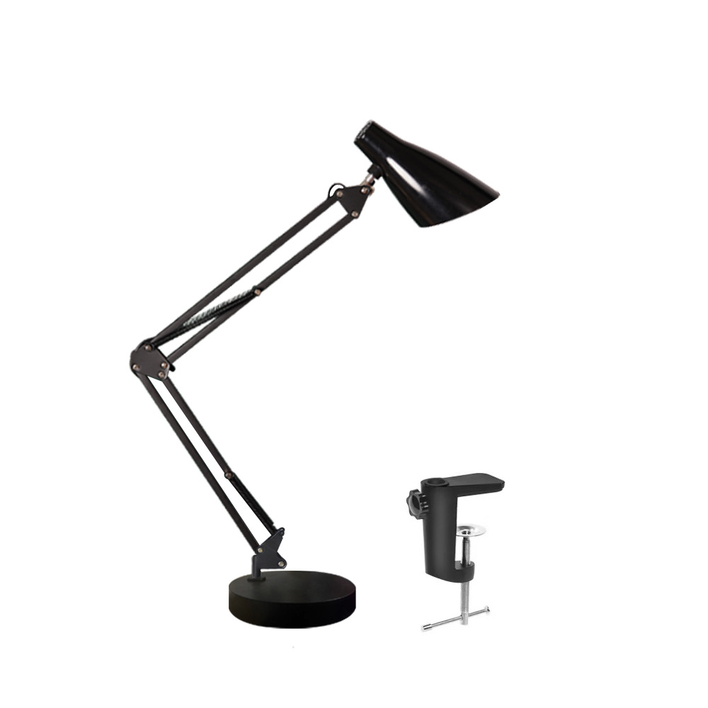 American metal folding desk lamp, working long arm telescopic LED eye protection lamp, student desk clip, bedside reading