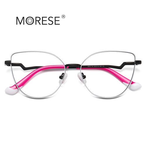  New Frame Glasses Cat Eye Foreign Trade Anti-Blue Light Glasses Candy Color Literary Flat Mirrors Brazilian Women 3043