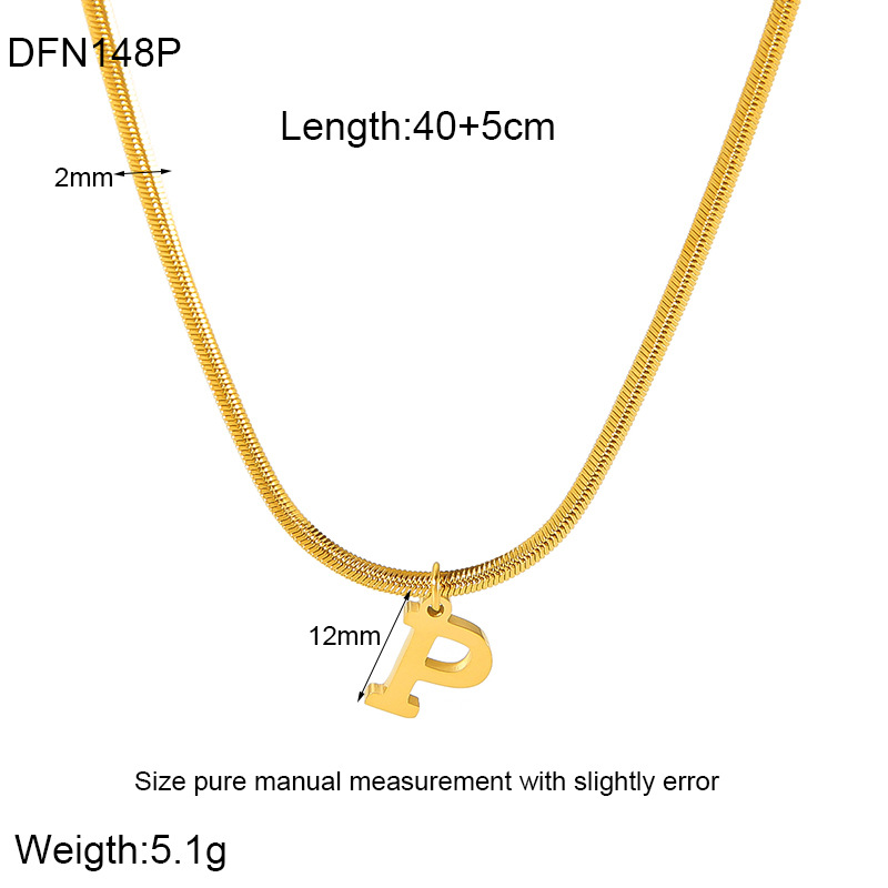 304 Stainless Steel 18K Gold Plated Simple Style Polishing Letter Pendant Necklace display picture 18