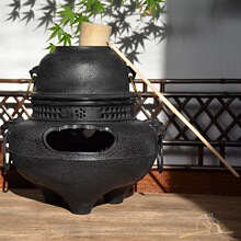 鬼面风炉 铸铁茶壶炭炉 风釜茶炉铁壶保温炉火钵乌榄炭橄榄碳