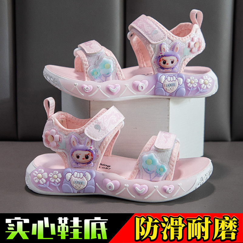 Sandalias de Playa con Suela Suave para Niñas de Cuero Sintético Antideslizante para Playa y Uso Diario image 7