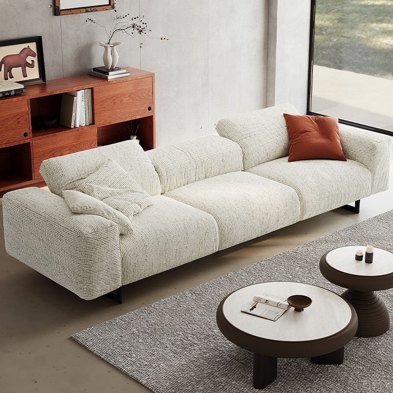 Italiano simple sofá de tela recta gran sala de estar algodón gris oscuro sofá cuadrado sofá de casa de alojamiento sofá