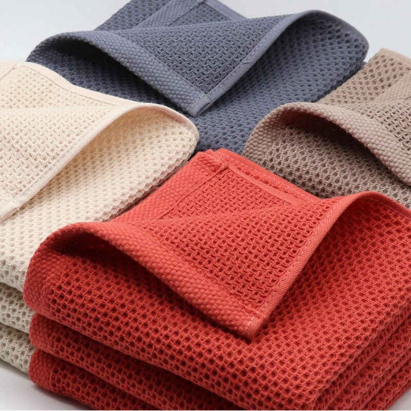 Spot Amazon Absorbent Cotton Waffle Towel Gauze Square Towel Hand Towel Cleaning Honeycomb Pattern Rag Dish Towel